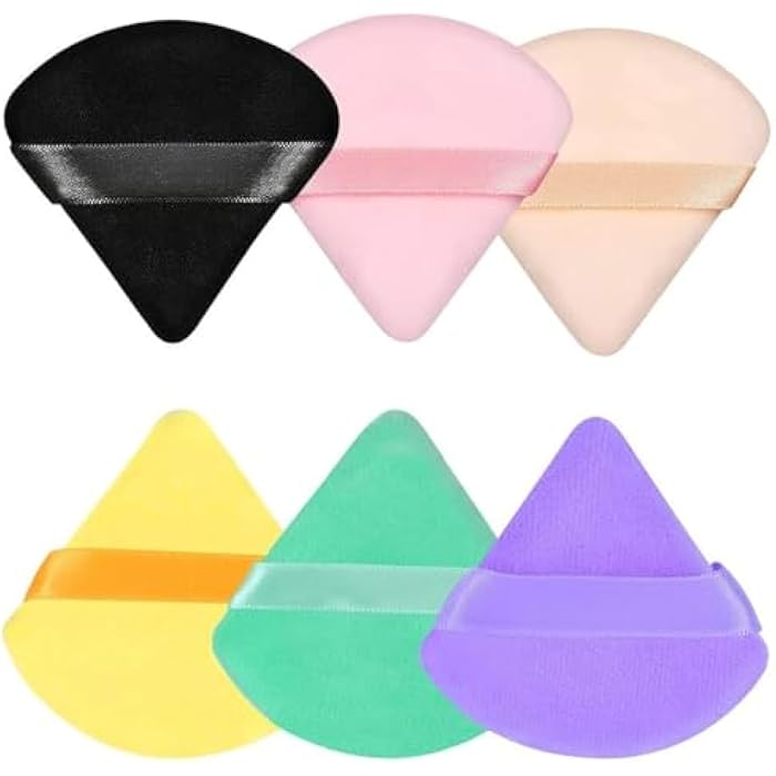 SUNISA 6 Pieces Powder Puff Soft Face Triangle Makeup Puff for Loose Powder Body Cosmetic Foundation Sponges Beauty Blender Makeup Tool Multicolors - Image 1